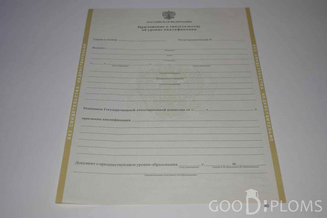 Приложение к Свидетельству об Уровне Квалификации период выдачи 2011-2020 -  Хабаровск